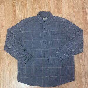 LL Bean Flannel Shirt Men's Medium Dark Brown Cotton Button-Down Traditional Fit